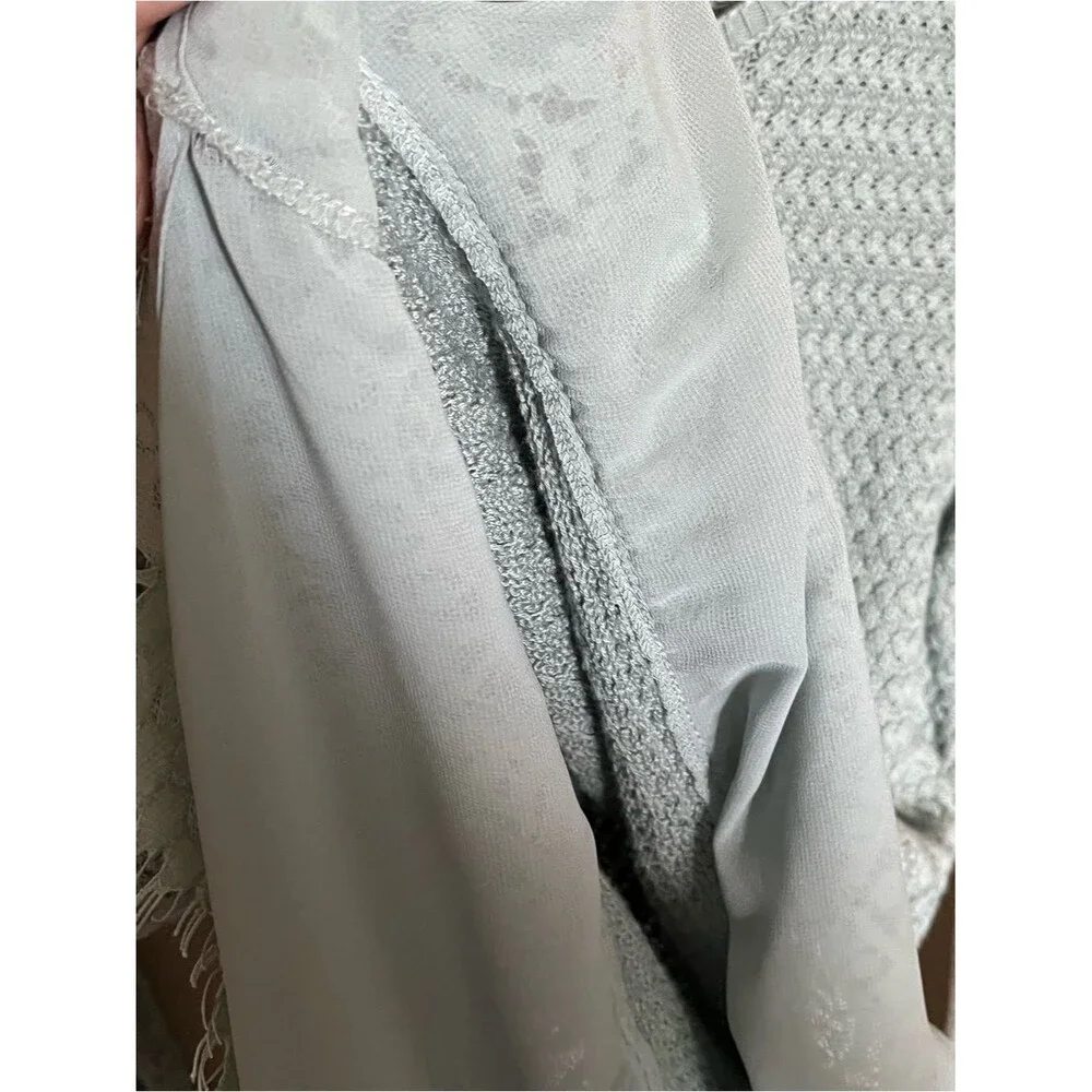 Lucky Brand Cotton-Blend Pullover Seafoam Sweater with Lace Bottom Size Medium